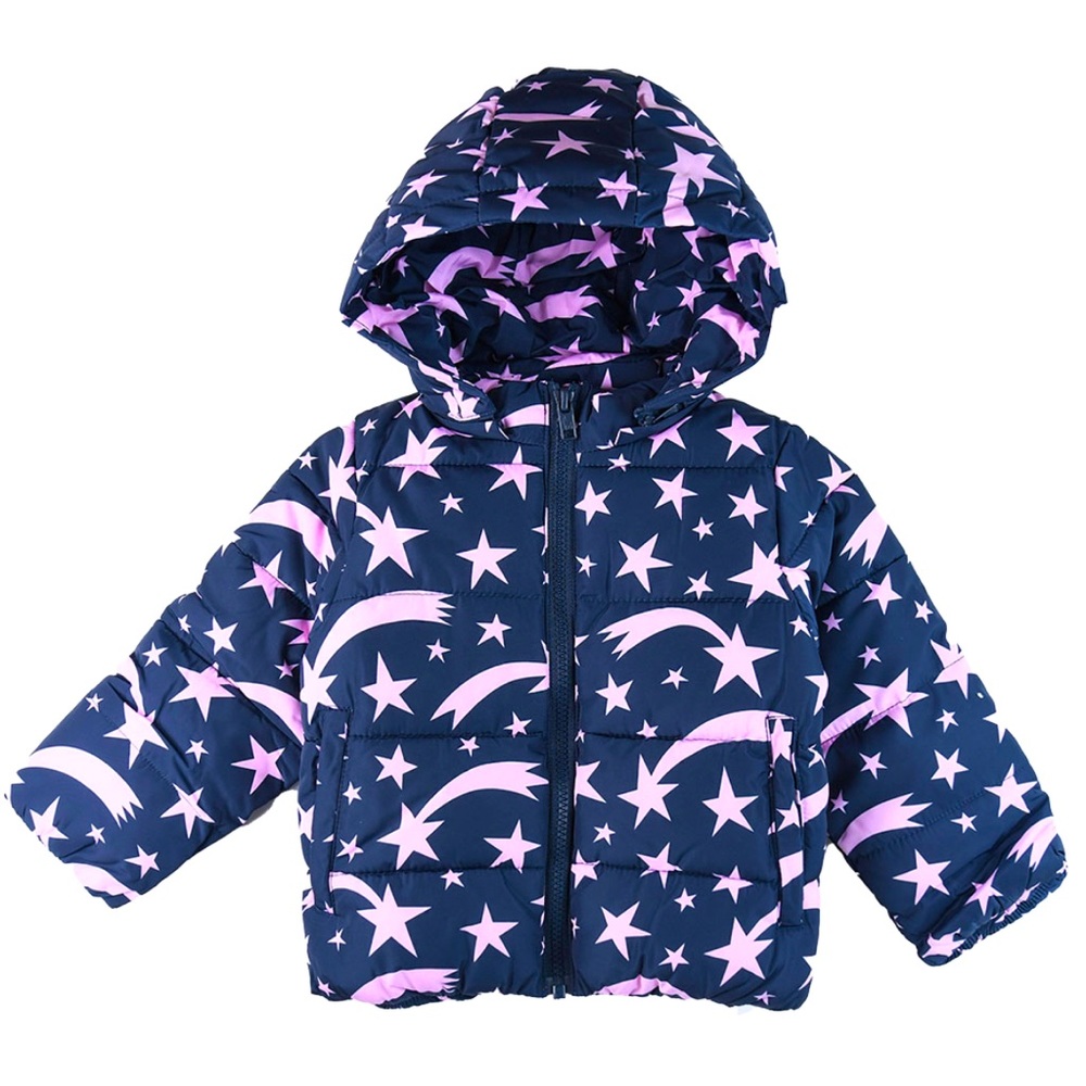 Puffer jacket with shooting stars. Hoodie is detachable!